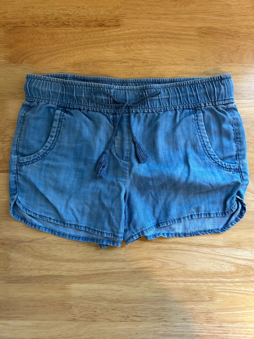 Women’s Loft Blue Drawstring Denim-Style Shorts